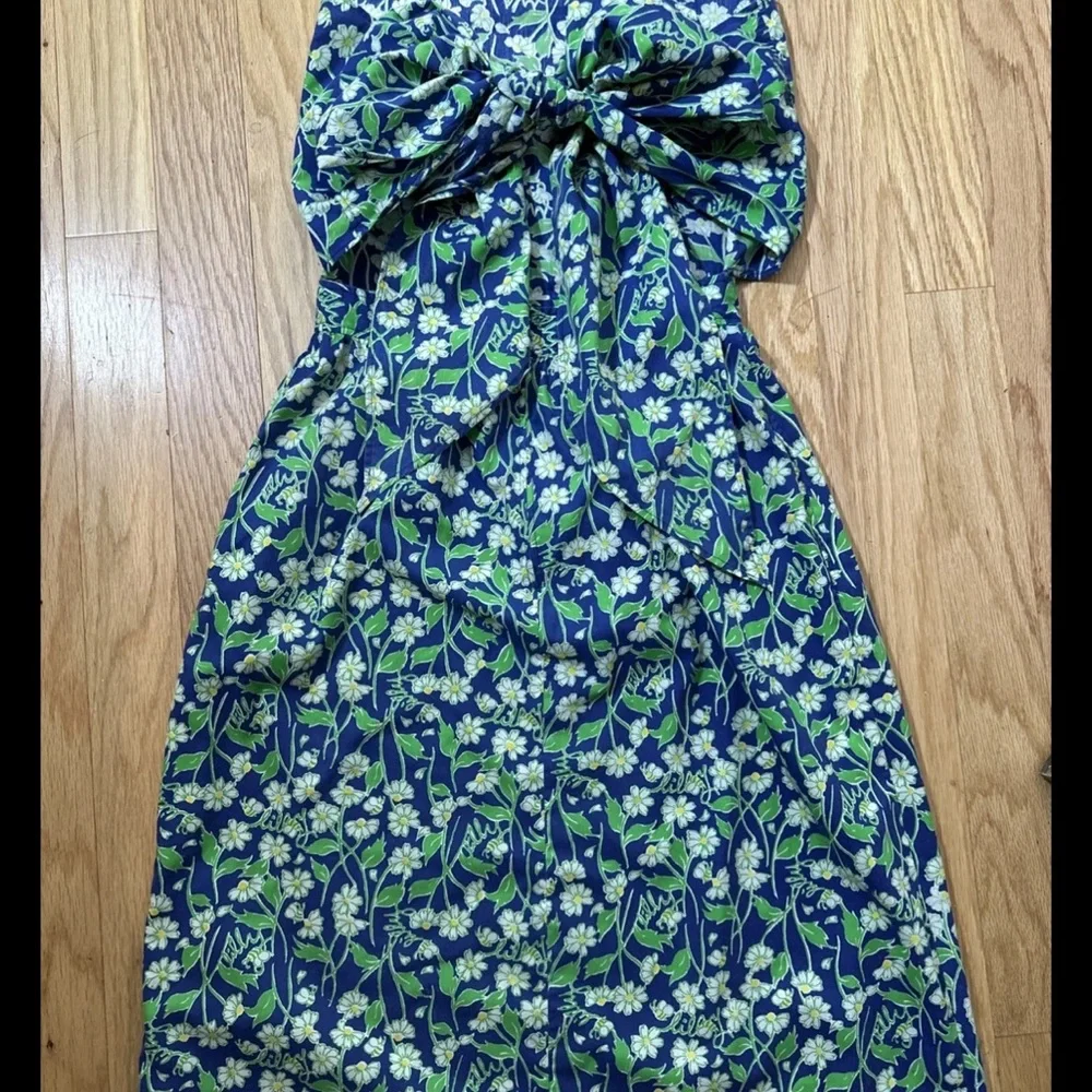 Vintage Lilly Pulitzer Floral Blue and Green strapless Dress - Picture 3 of 11